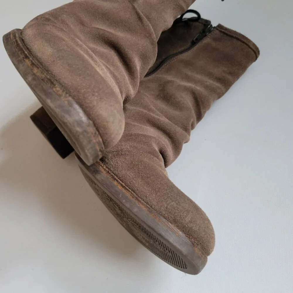 BOS & CO Barlow Suede Lace Up Back Heeled Booties Size 39 EU  8 US